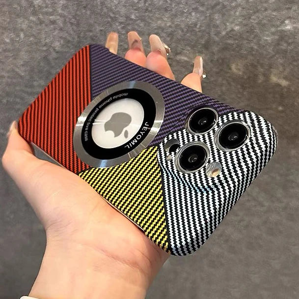 Premium iPhone Case MagSafe Compatible Carbon Fiber Cover — Frameless Thin Hard PC Design, Magnetic Wireless Charging, Matte Cooling Shockproof Protection