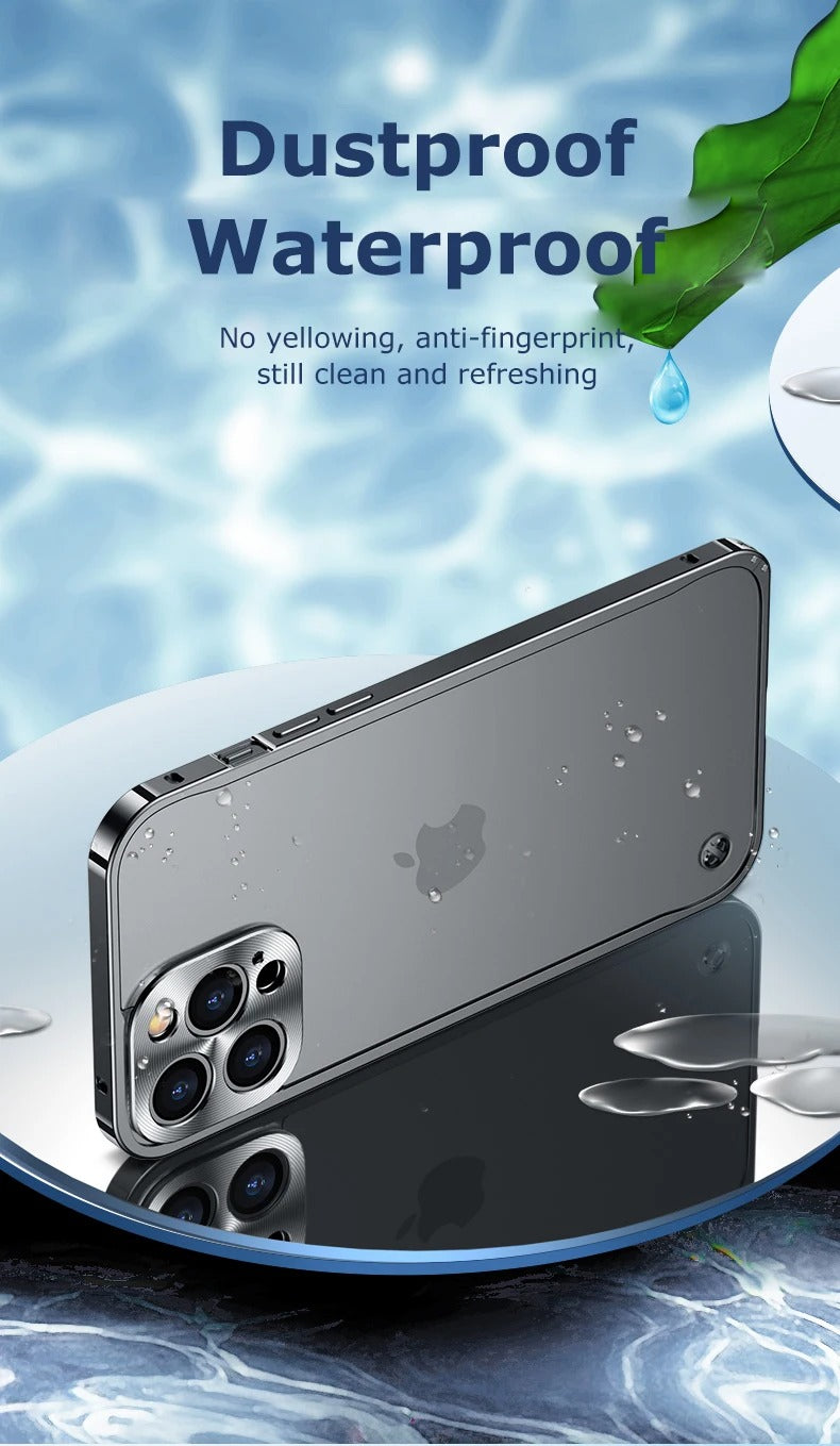 Premium iPhone Case Magnetic Aluminum Alloy Frame — Frosted PC Back Cover, Slim Protective Design, Lightweight Scratch-Resistant Metal Phone Shell