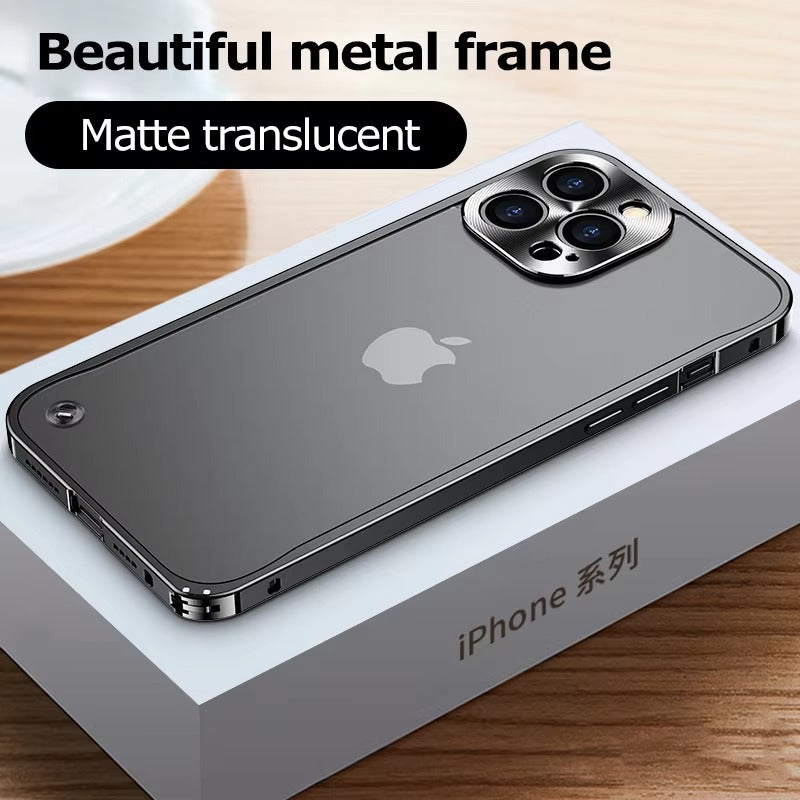 Premium iPhone Case Magnetic Aluminum Alloy Frame — Frosted PC Back Cover, Slim Protective Design, Lightweight Scratch-Resistant Metal Phone Shell
