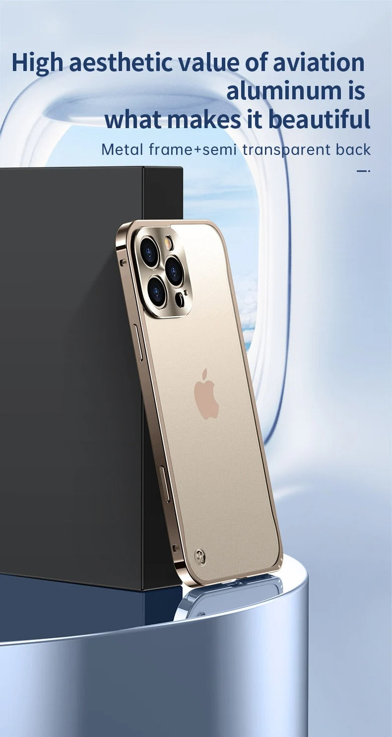 Premium iPhone Case Magnetic Aluminum Alloy Frame — Frosted PC Back Cover, Slim Protective Design, Lightweight Scratch-Resistant Metal Phone Shell