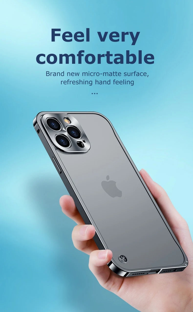 Premium iPhone Case Magnetic Aluminum Alloy Frame — Frosted PC Back Cover, Slim Protective Design, Lightweight Scratch-Resistant Metal Phone Shell