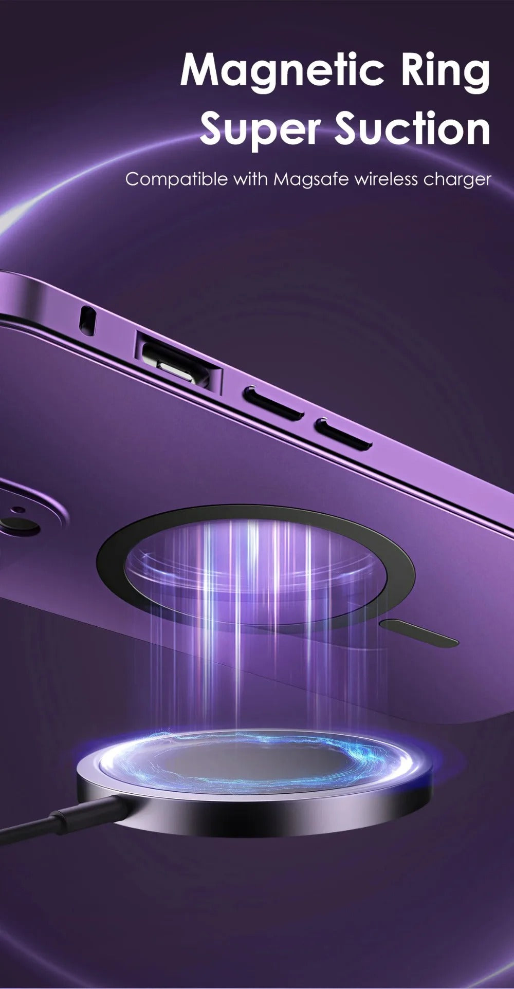 Premium iPhone Case Magnetic Aluminum Metal Frame — PC Backboard Hard Cover, MagSafe Wireless Charging Compatible, Shockproof Matte Anti-Fingerprint Design