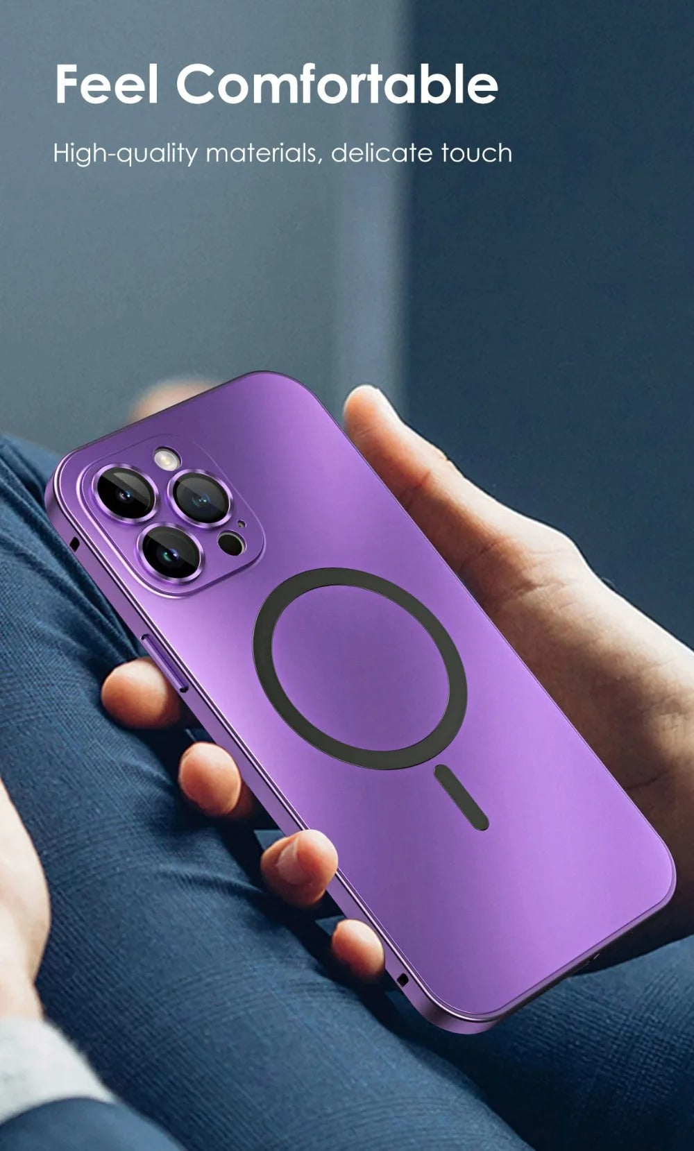 Premium iPhone Case Magnetic Aluminum Metal Frame — PC Backboard Hard Cover, MagSafe Wireless Charging Compatible, Shockproof Matte Anti-Fingerprint Design