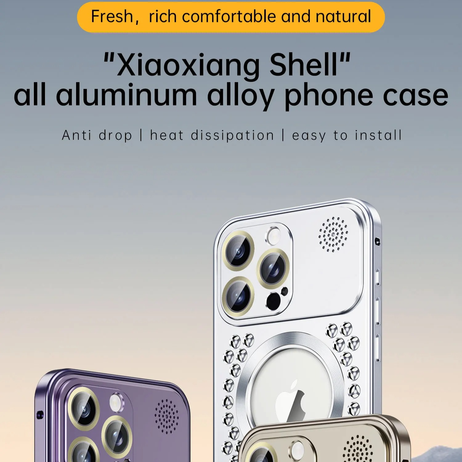 Premium iPhone Heat Dissipation Metal Case — Magnetic Aluminum Cover with MagSafe Compatibility, Dual Layer Shockproof Design, Slim Scratch-Resistant Protective Finish