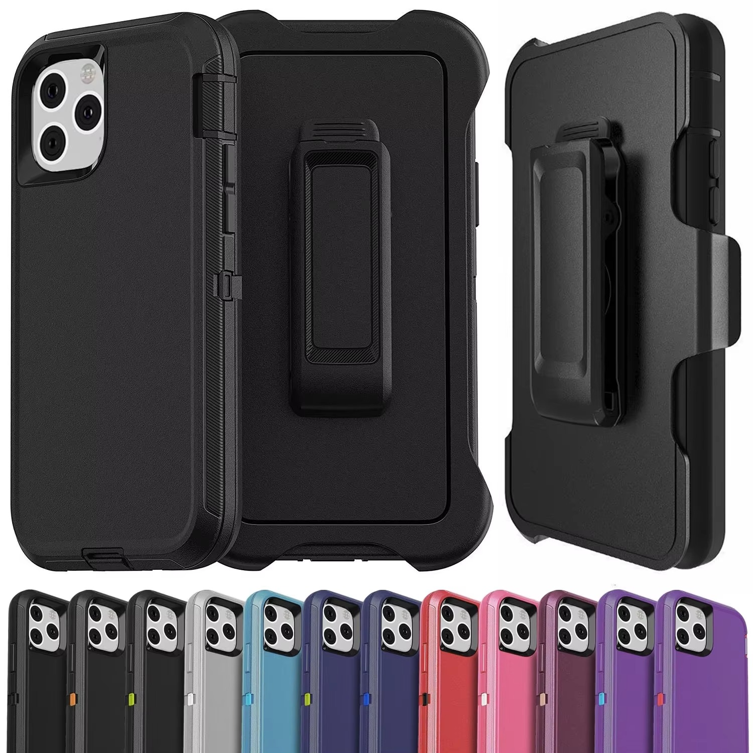 Rugged iPhone 3-in-1 Heavy Duty Armor Case — Full Body Shockproof Dual Layer Protection with Belt Clip, Anti-Fingerprint Scratch-Resistant Non-Slip Design
