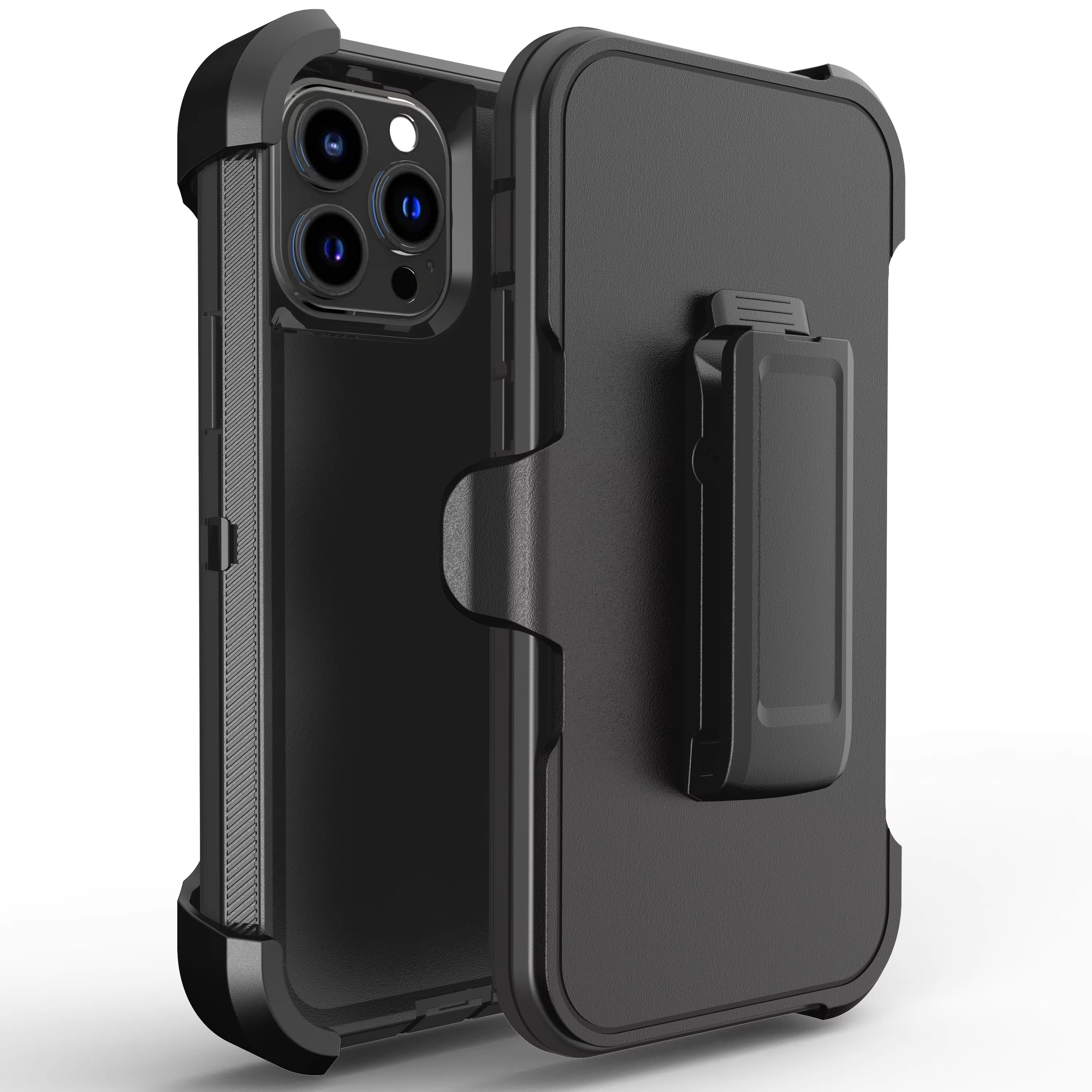 Rugged iPhone 3-in-1 Heavy Duty Armor Case — Full Body Shockproof Dual Layer Protection with Belt Clip, Anti-Fingerprint Scratch-Resistant Non-Slip Design