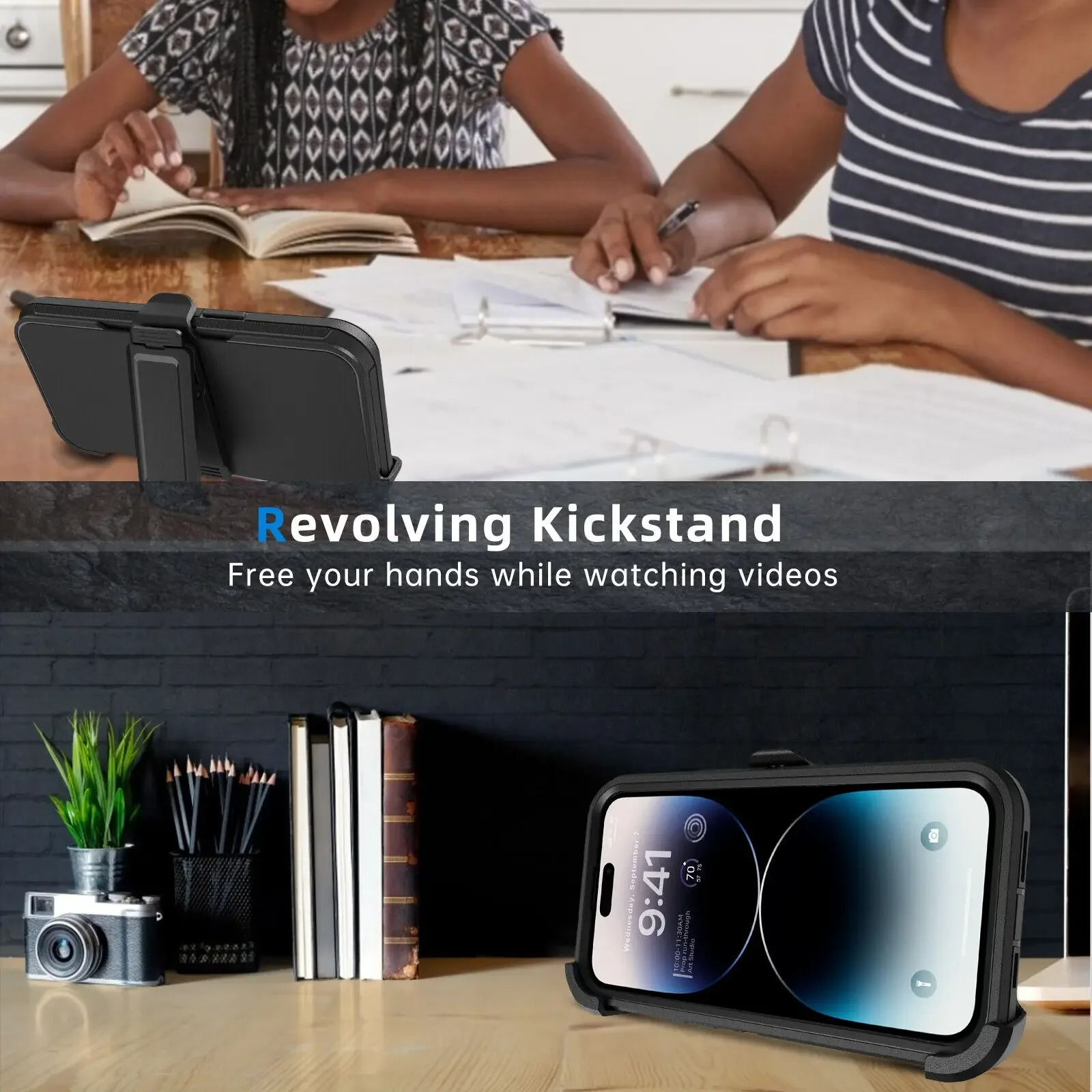 Rugged iPhone 3-in-1 Heavy Duty Armor Case — Full Body Shockproof Dual Layer Protection with Belt Clip, Anti-Fingerprint Scratch-Resistant Non-Slip Design