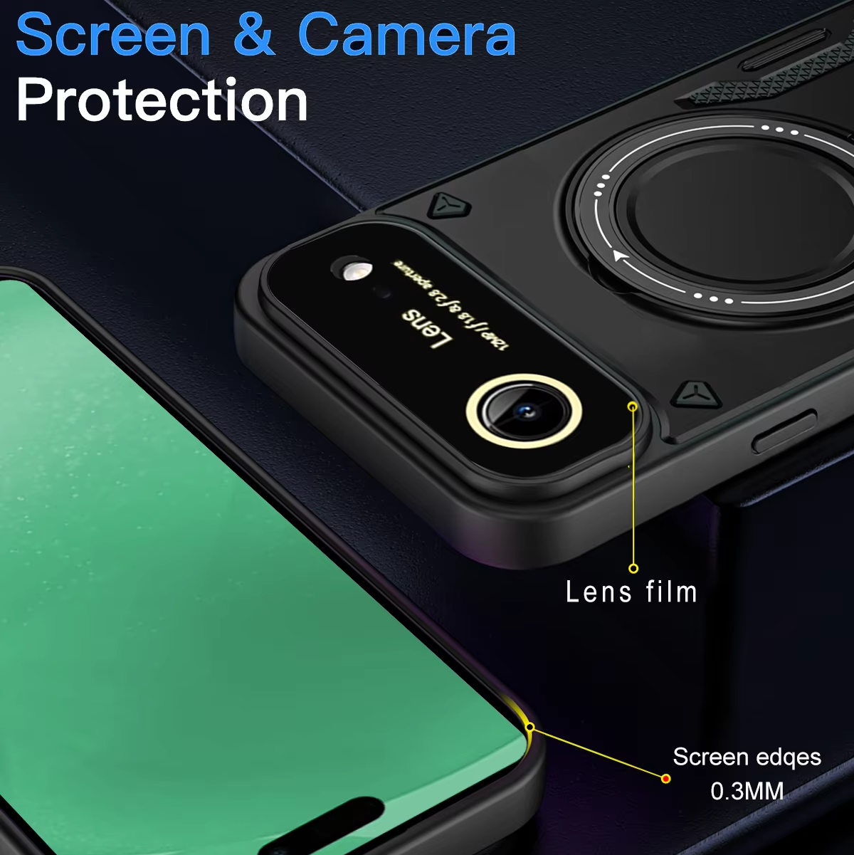 Rugged iPhone Armor Magnetic Case — 360° Rotating Holder, Shockproof Anti-Drop Protection, Lens Camera Safety, Durable Hybrid PC+TPU Cover