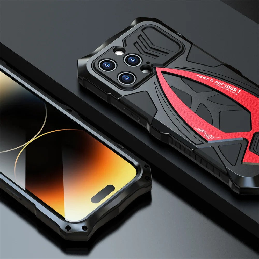 Rugged iPhone Case 360° Full Coverage Metal Armor — Heavy Duty Protective Bumper Frame, Shockproof Design, All-Round Drop and Scratch Protection