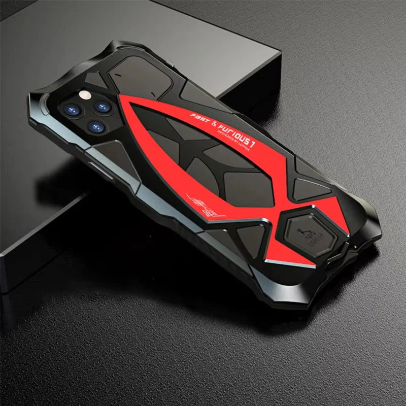 Rugged iPhone Case 360° Full Coverage Metal Armor — Heavy Duty Protective Bumper Frame, Shockproof Design, All-Round Drop and Scratch Protection