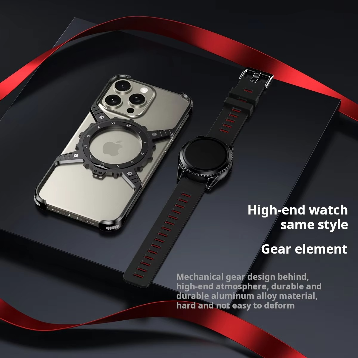 Rugged iPhone Case 360° X-Shaped Mechanical Design — Aluminum Magnetic Frameless Cover with Stand, Noctilucent Finish, Heavy Duty Shockproof Scratch-Resistant Protection