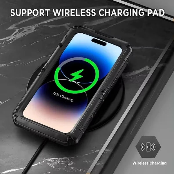 Rugged iPhone Case IP68 Waterproof Armor Cover — 360° Full Body Protection, Heavy Duty Aluminum Metal Frame, Shockproof Dustproof Scratch-Resistant Design