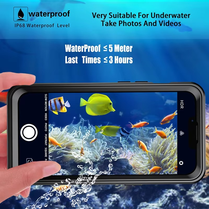 Rugged iPhone Case IP68 Waterproof MagSafe Cover — Full Body Protective Design for Diving and Swimming, Magnetic Shockproof Anti-Fingerprint Scratch-Resistant Finish