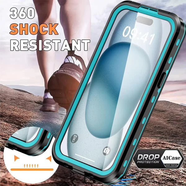 Rugged iPhone Case IP68 Waterproof MagSafe Cover — Full Body Protective Design for Diving and Swimming, Magnetic Shockproof Anti-Fingerprint Scratch-Resistant Finish