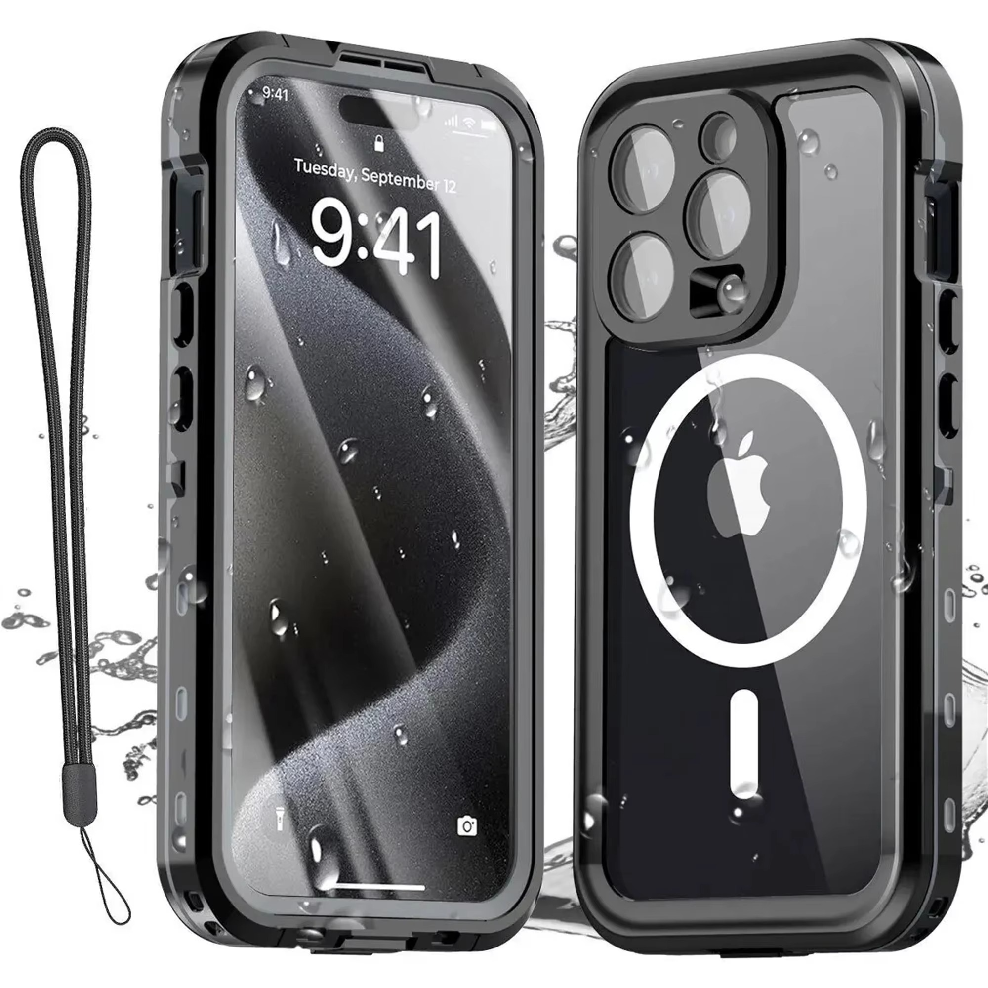 Rugged iPhone Case IP68 Waterproof MagSafe Cover — Full Body Protective Design for Diving and Swimming, Magnetic Shockproof Anti-Fingerprint Scratch-Resistant Finish