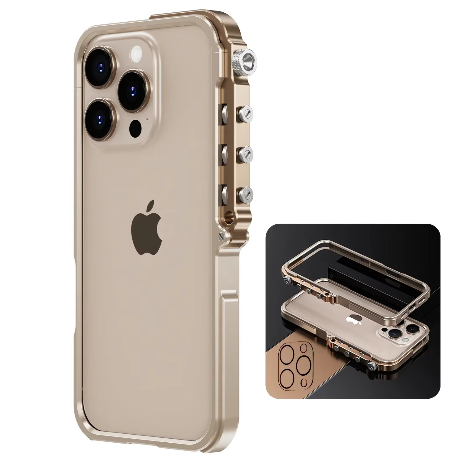 Rugged iPhone Case Mechanical Style Metal Cover — Full Body Shockproof Drop-Proof Design, Minimalist Mecha Shell with Lightweight Aluminum Alloy Frame