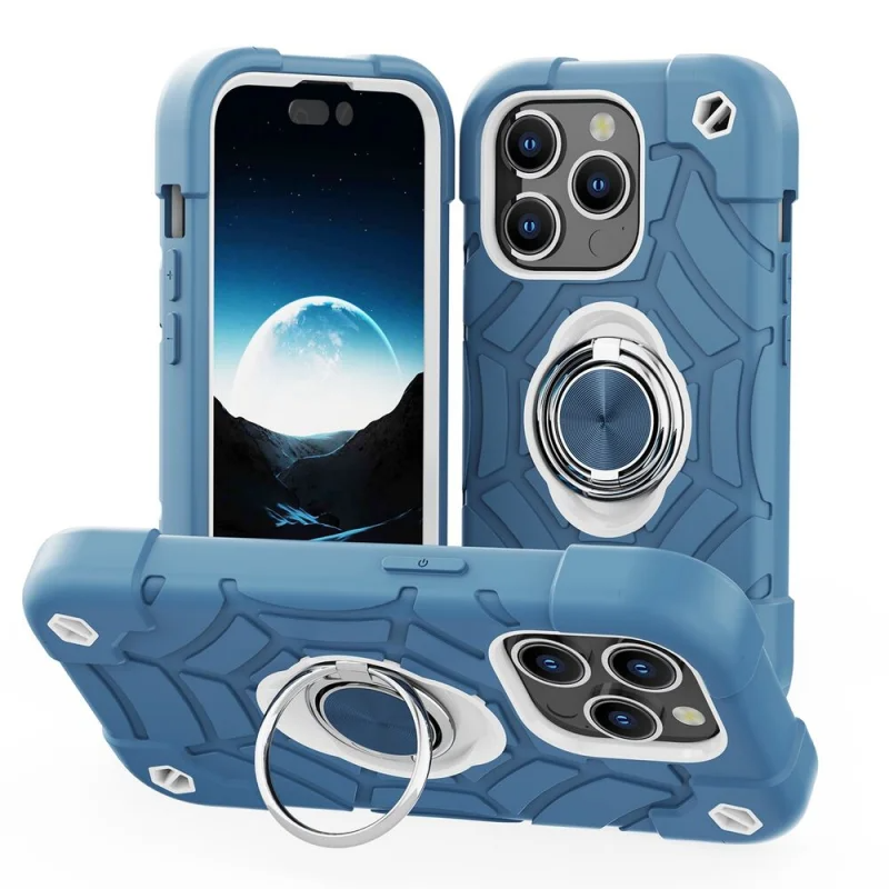 Rugged iPhone Case Military Grade Shockproof Protection — Heavy Duty Cover with Kickstand Ring Holder, Drop-Resistant Design, Full Body Defense