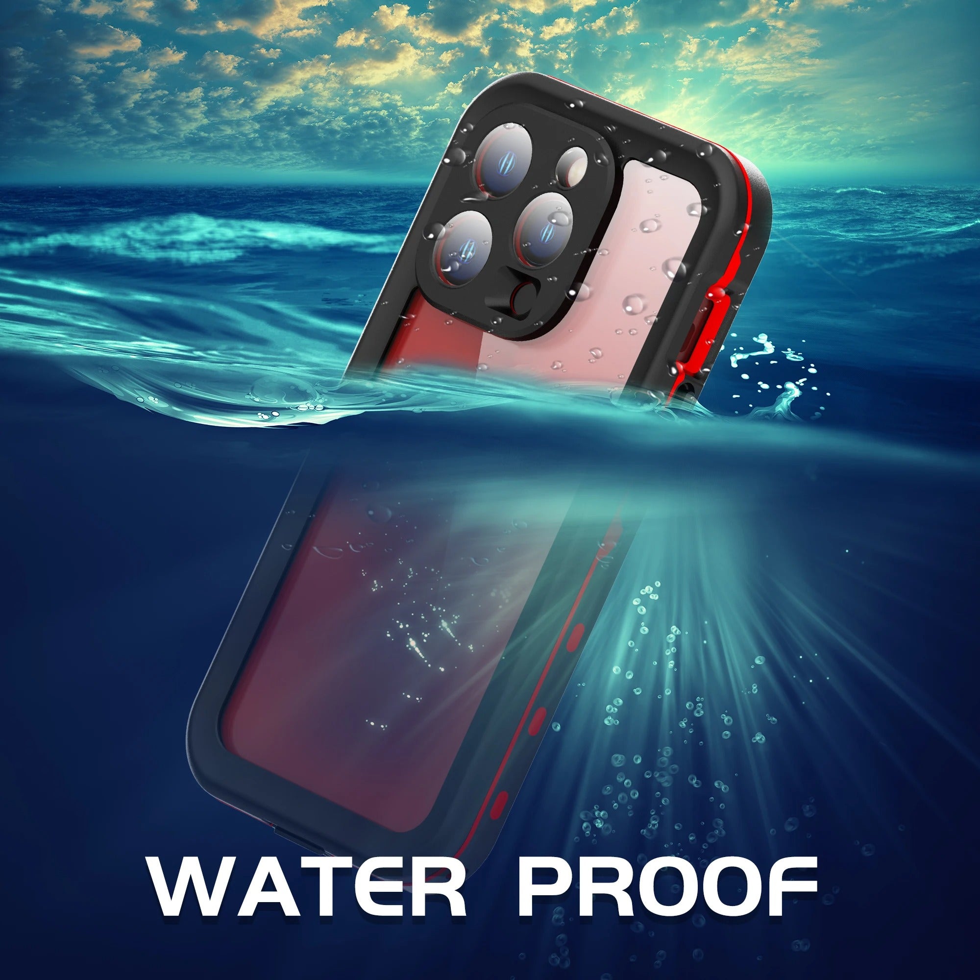 Rugged iPhone Case Shellbox Ultra-Thin Clear Cover — IP68 Waterproof Design with Hanging Rope, Transparent Anti-Fingerprint Scratch-Resistant Protection