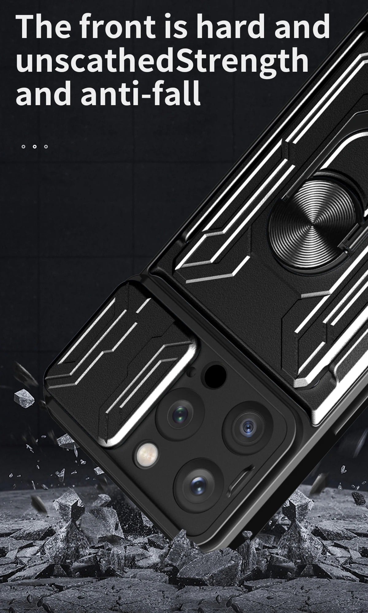 Rugged iPhone Heavy Duty Case with Card Pocket — Dual Layer Shockproof Armor Cover, 360° Ring Stand Holder, Magnetic Mount Compatible, Full Edge Protection