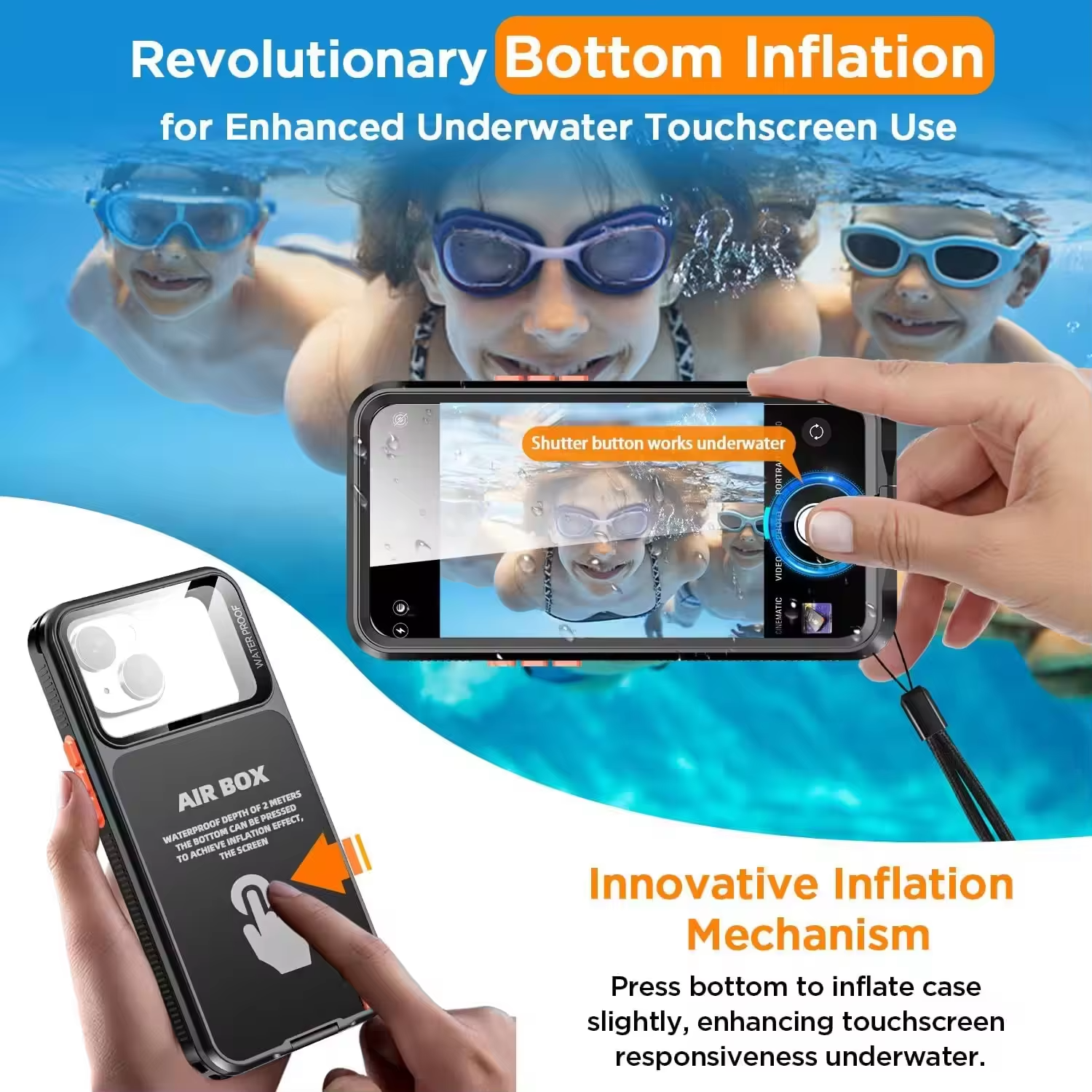 Rugged iPhone IP68 Waterproof Case — Underwater Photography Full Protection, Dropproof Dustproof Design for Outdoor Swimming and Diving