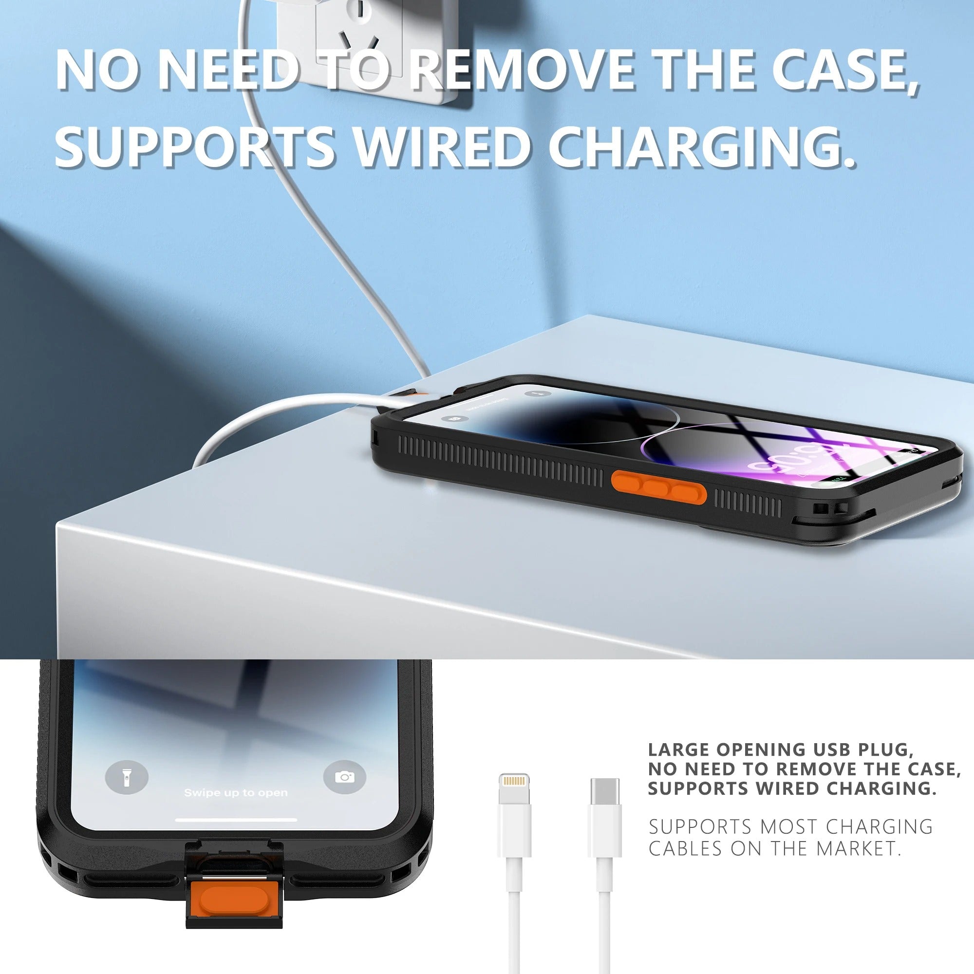 Rugged iPhone IP68 Waterproof Case — Underwater Photography Full Protection, Dropproof Dustproof Design for Outdoor Swimming and Diving