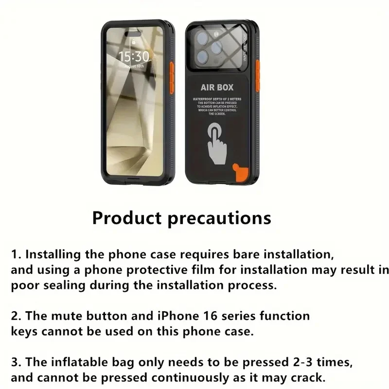 Rugged iPhone IP68 Waterproof Case — Underwater Photography Full Protection, Dropproof Dustproof Design for Outdoor Swimming and Diving