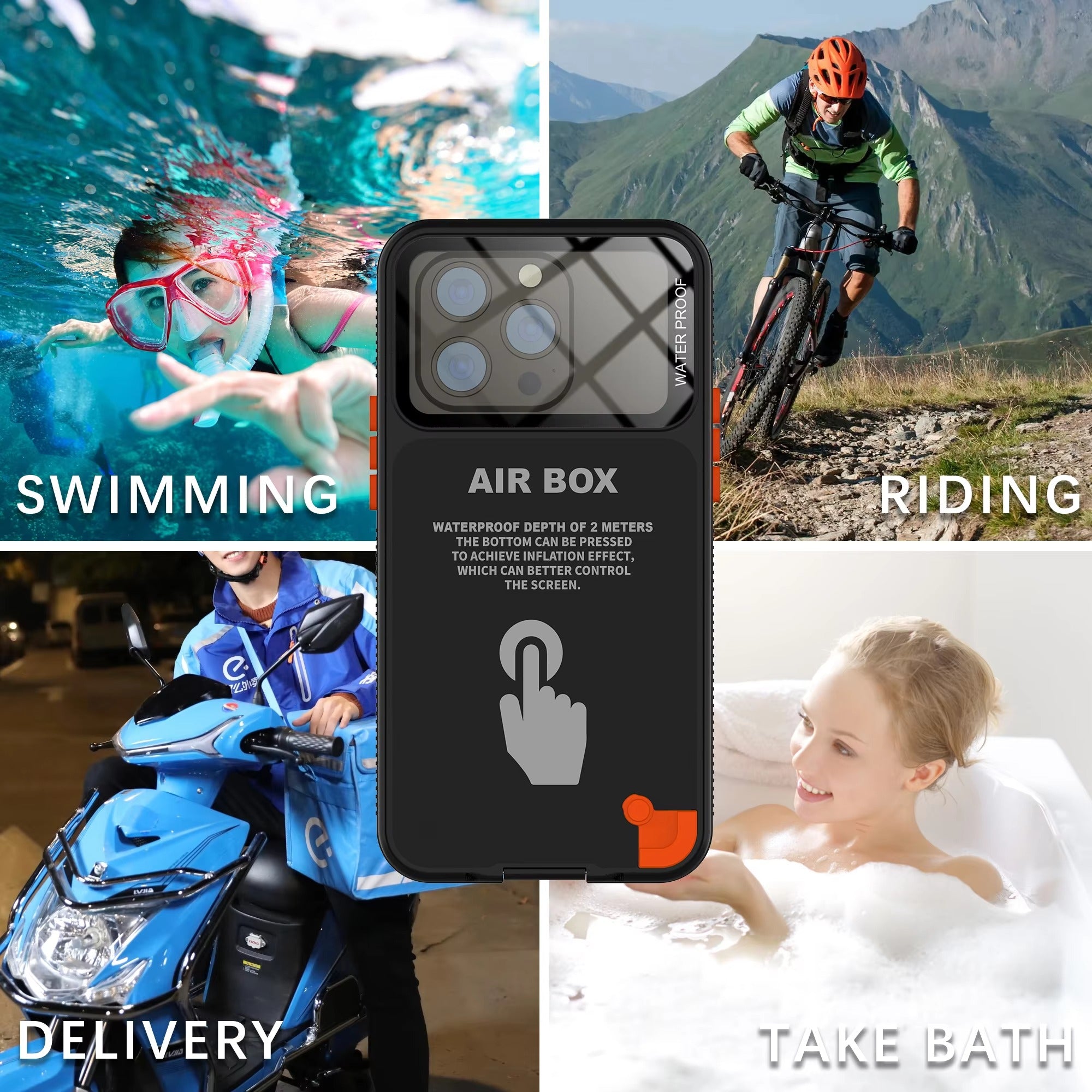 Rugged iPhone IP68 Waterproof Case — Underwater Photography Full Protection, Dropproof Dustproof Design for Outdoor Swimming and Diving