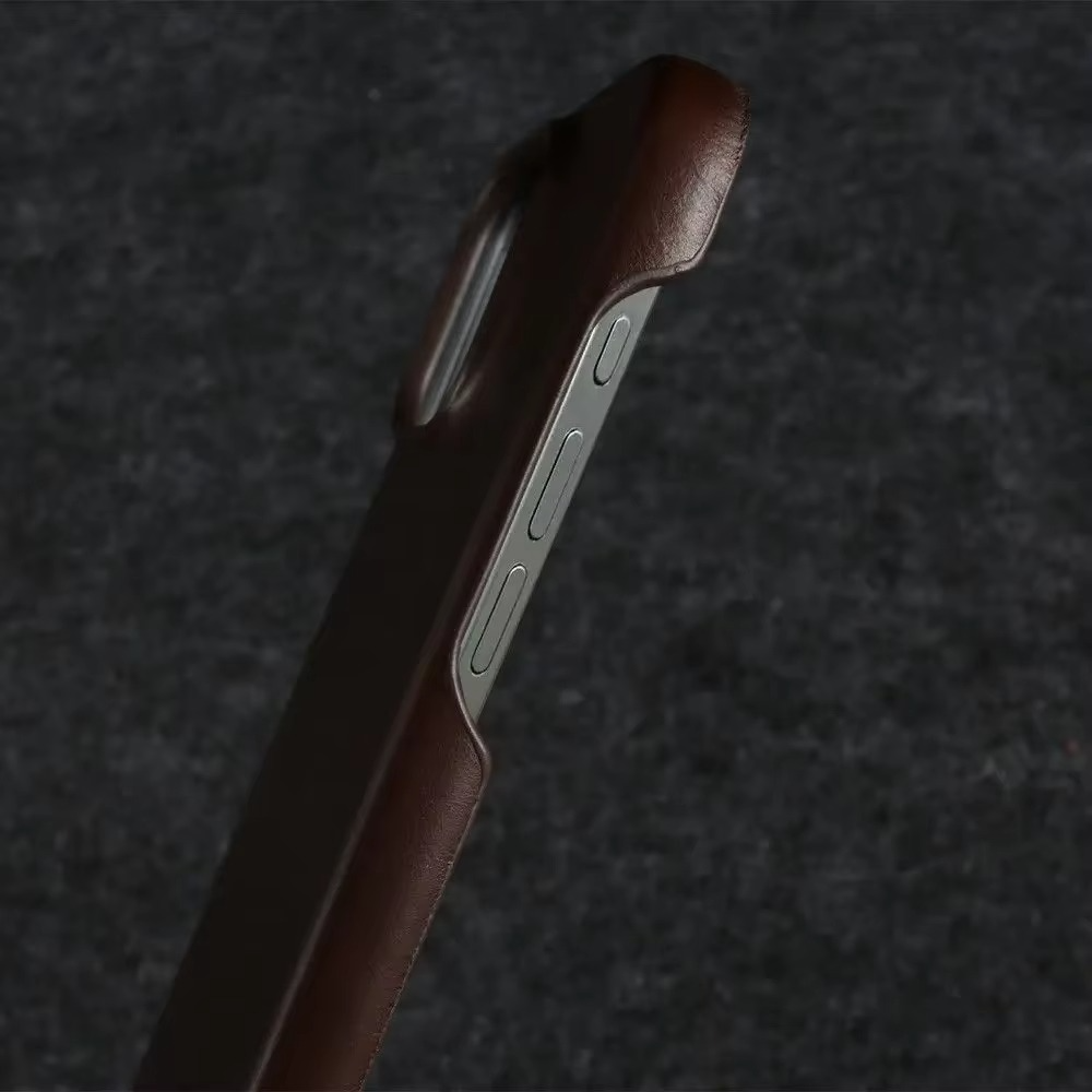 Luxury Genuine Leather iPhone Case — Half-Wrapped Anti-Scratch Dustproof Cover, Vintage Retro Business Style, Lightweight Non-Slip Design