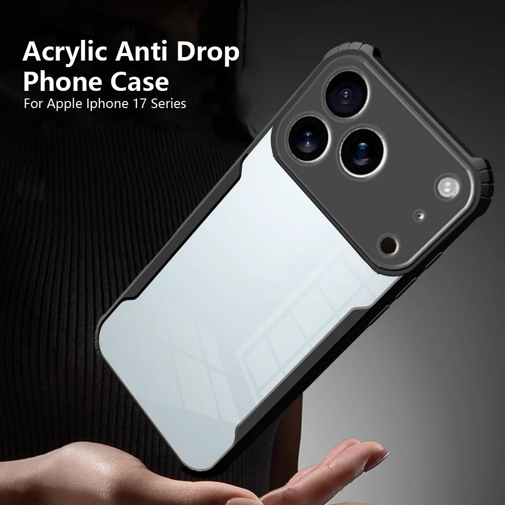Shockproof Magnetic Clear iPhone Case — Acrylic + TPU Hybrid Back Cover with Anti-Fingerprint Grip and Camera Protection