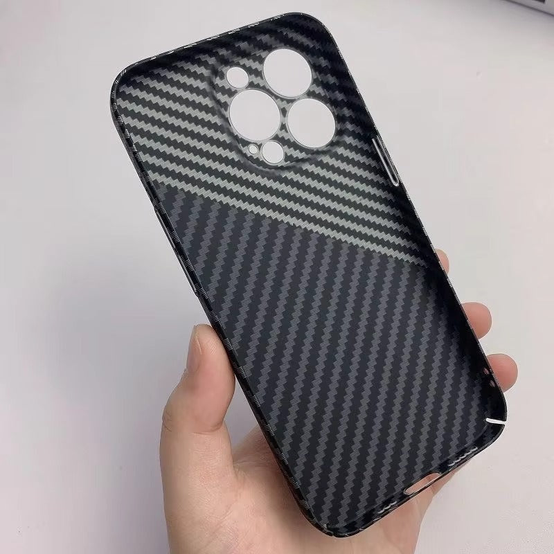 Ultra-Slim iPhone Case Carbon Fiber Matte Finish — 0.3mm Thin Protective Cover, Full Camera Protection, Anti-Fingerprint, Lightweight Non-Slip Design