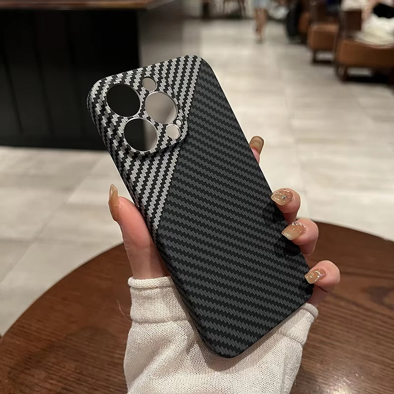 Ultra-Slim iPhone Case Carbon Fiber Matte Finish — 0.3mm Thin Protective Cover, Full Camera Protection, Anti-Fingerprint, Lightweight Non-Slip Design