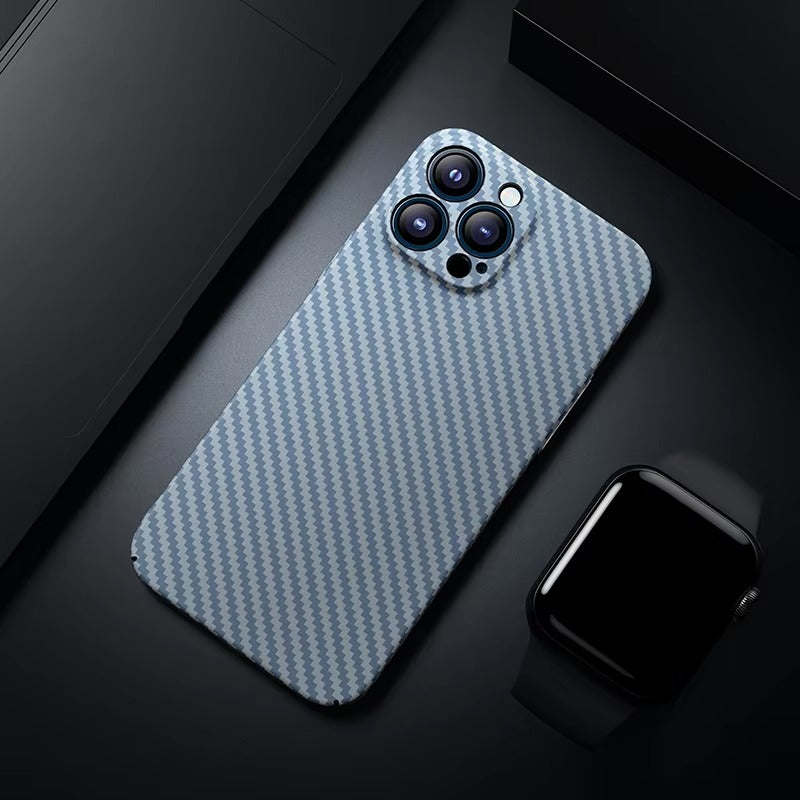 Ultra-Slim iPhone Case Carbon Fiber Matte Finish — 0.3mm Thin Protective Cover, Full Camera Protection, Anti-Fingerprint, Lightweight Non-Slip Design