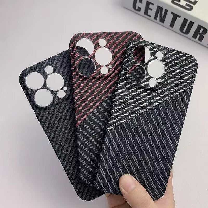 Ultra-Slim iPhone Case Carbon Fiber Matte Finish — 0.3mm Thin Protective Cover, Full Camera Protection, Anti-Fingerprint, Lightweight Non-Slip Design