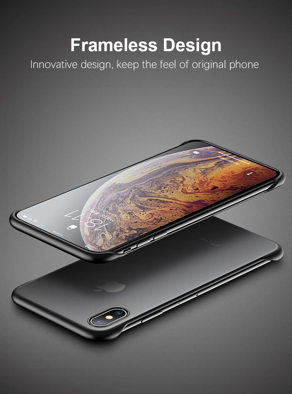 Ultra-Slim iPhone Case Frameless Matte Back Cover — TPU Edge with Hard PC Shell, Lightweight Anti-Fingerprint Design, Scratch-Resistant Non-Slip Protection