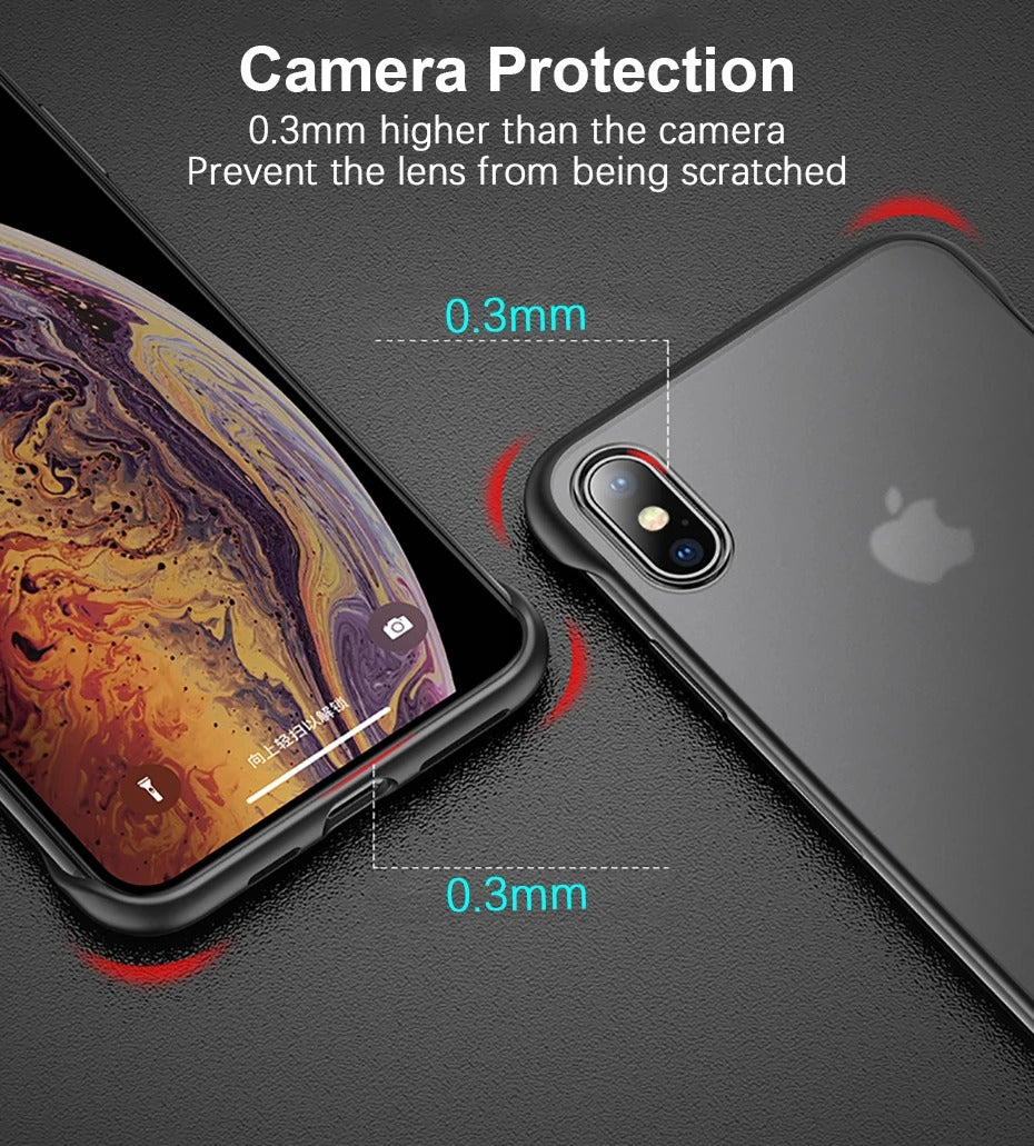 Ultra-Slim iPhone Case Frameless Matte Back Cover — TPU Edge with Hard PC Shell, Lightweight Anti-Fingerprint Design, Scratch-Resistant Non-Slip Protection
