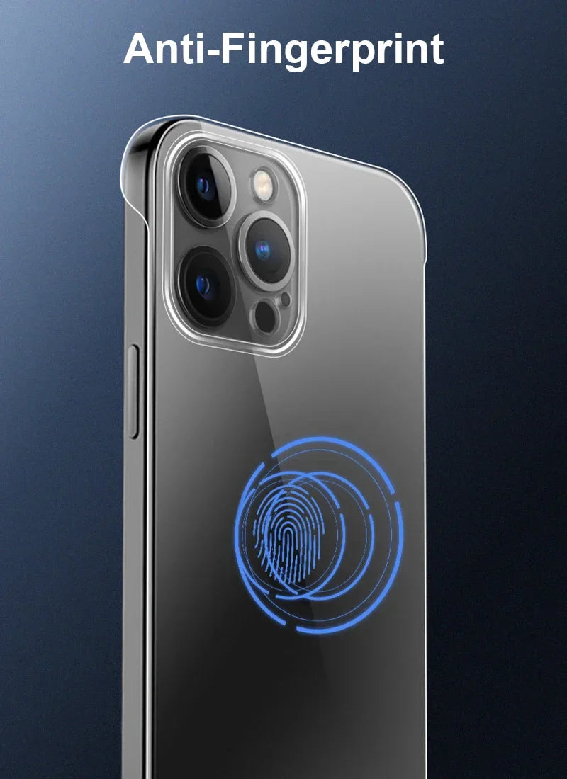 Ultra-Slim iPhone Case Frameless Matte Back Cover — TPU Edge with Hard PC Shell, Lightweight Anti-Fingerprint Design, Scratch-Resistant Non-Slip Protection