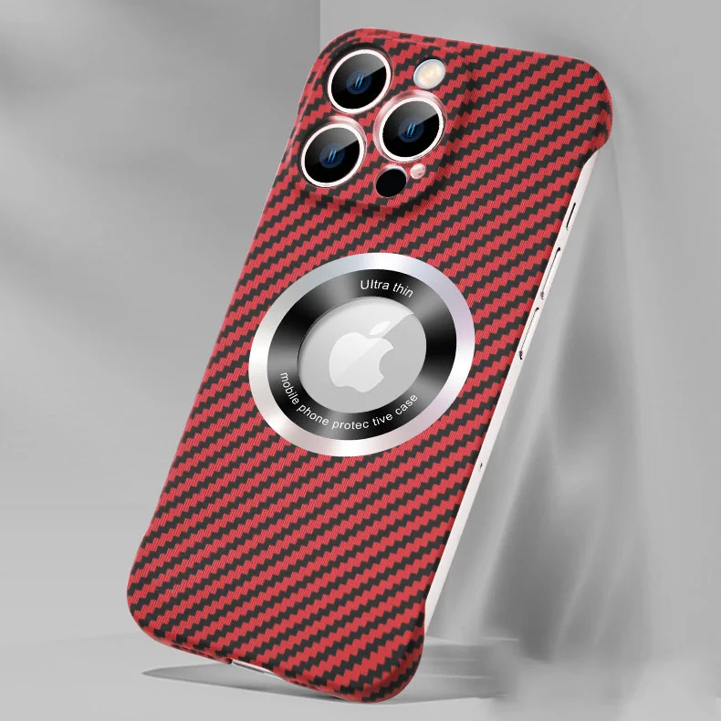 Ultra-Slim iPhone Case MagSafe Compatible Carbon Fiber Cover — Frameless Matte Design, Magnetic Wireless Charging, Cooling Shockproof Anti-Fingerprint Protection