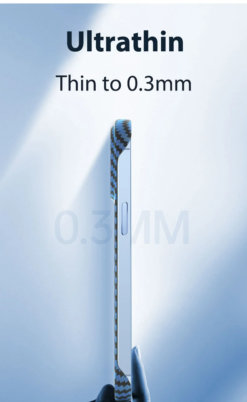 Ultra-Slim iPhone Case MagSafe Compatible Carbon Fiber Cover — Frameless Matte Design, Magnetic Wireless Charging, Cooling Shockproof Anti-Fingerprint Protection