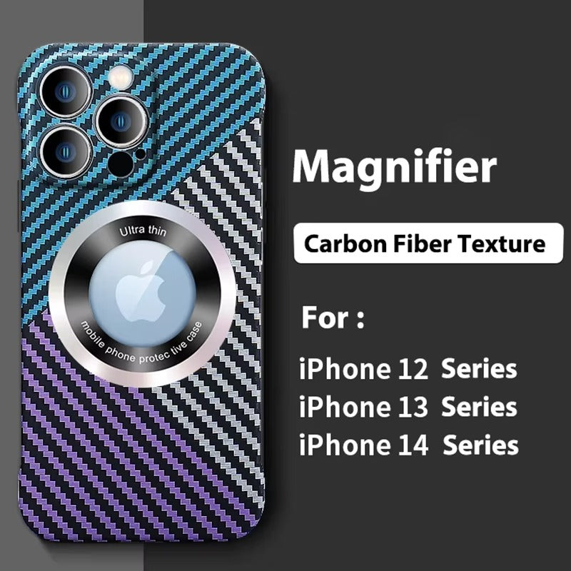Ultra-Slim iPhone Case MagSafe Compatible Carbon Fiber Cover — Frameless Matte Design, Magnetic Wireless Charging, Cooling Shockproof Anti-Fingerprint Protection