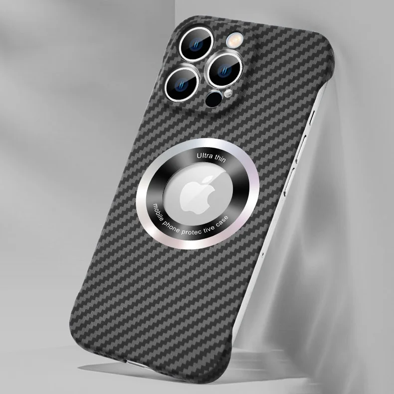 Ultra-Slim iPhone Case MagSafe Compatible Carbon Fiber Cover — Frameless Matte Design, Magnetic Wireless Charging, Cooling Shockproof Anti-Fingerprint Protection