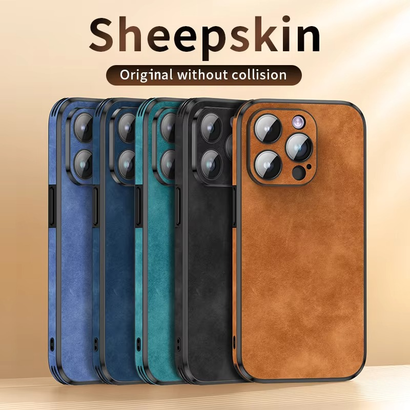 Luxury iPhone Leather Bumper Case with Lens Protection — Shockproof Full Coverage Design, Magnetic Wireless Charging Compatible, Anti-Fingerprint Scratch-Resistant Finish