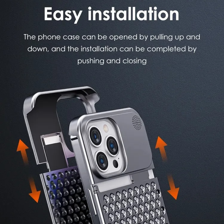 Premium iPhone Metal Heat Dissipation Case — Hollow Aluminum Alloy Shockproof Cover, Rimless Cooling Design with Fragrance Feature, Anti-Fingerprint Scratch-Resistant