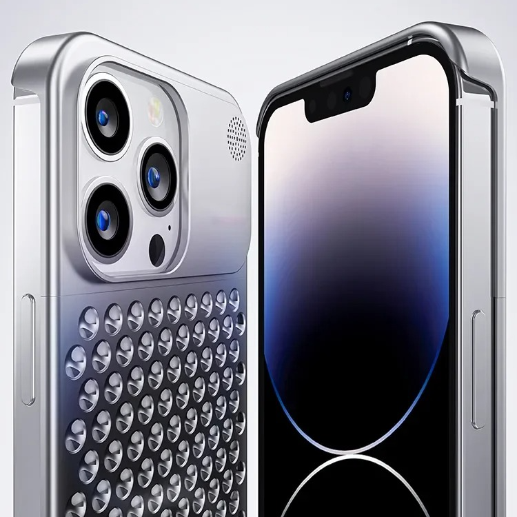 Premium iPhone Metal Heat Dissipation Case — Hollow Aluminum Alloy Shockproof Cover, Rimless Cooling Design with Fragrance Feature, Anti-Fingerprint Scratch-Resistant