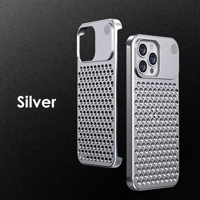 Premium iPhone Metal Heat Dissipation Case — Hollow Aluminum Alloy Shockproof Cover, Rimless Cooling Design with Fragrance Feature, Anti-Fingerprint Scratch-Resistant