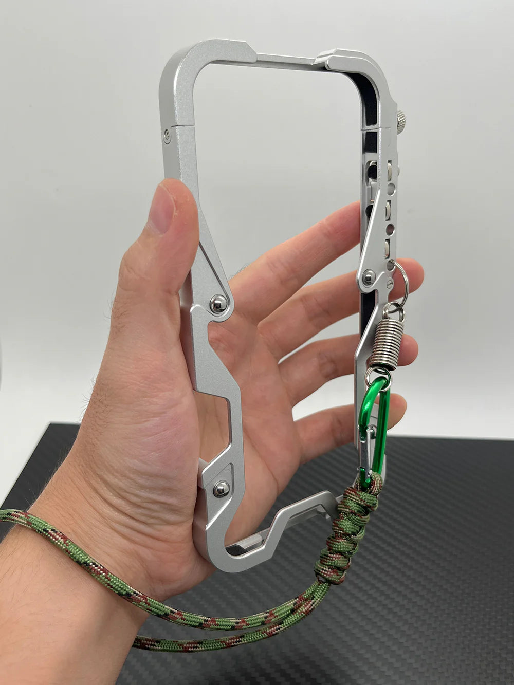 Rugged iPhone Case Aluminum Alloy Bumper Frame — Lightweight Metal Armor Cover, Shockproof Protective Shell with Smooth Edges and Included Lanyard