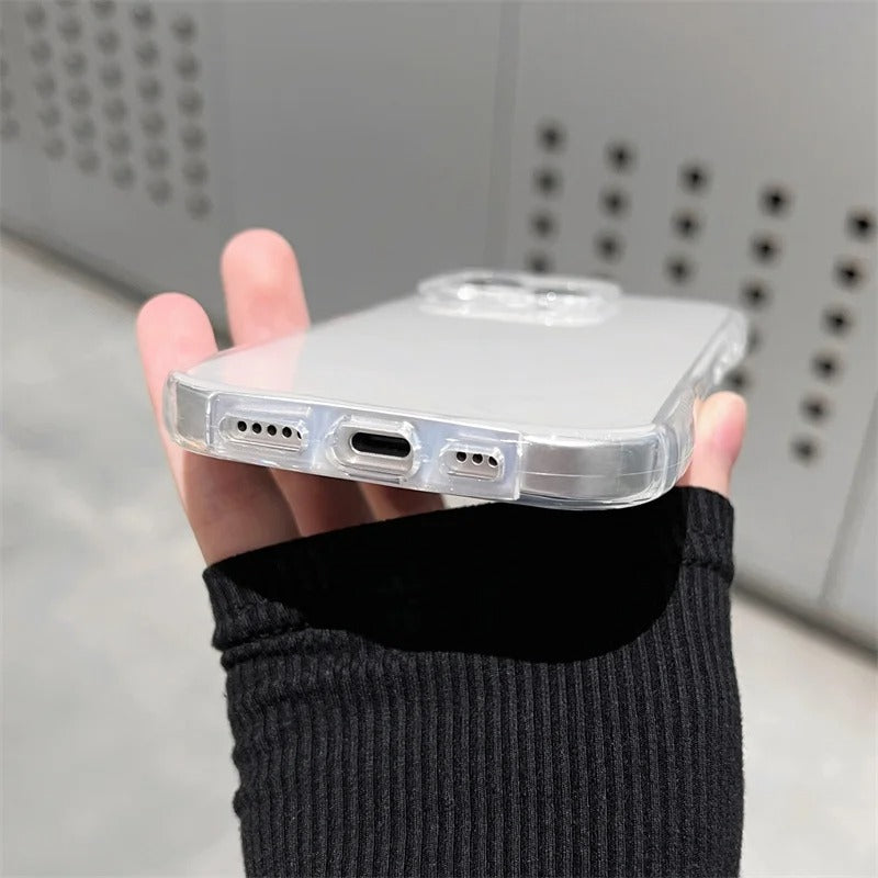 Cute iPhone Case 3D Cat Ears Clear TPU Cover — Soft Transparent Shockproof Shell, Anti-Fingerprint Scratch-Resistant Non-Slip Protective Design