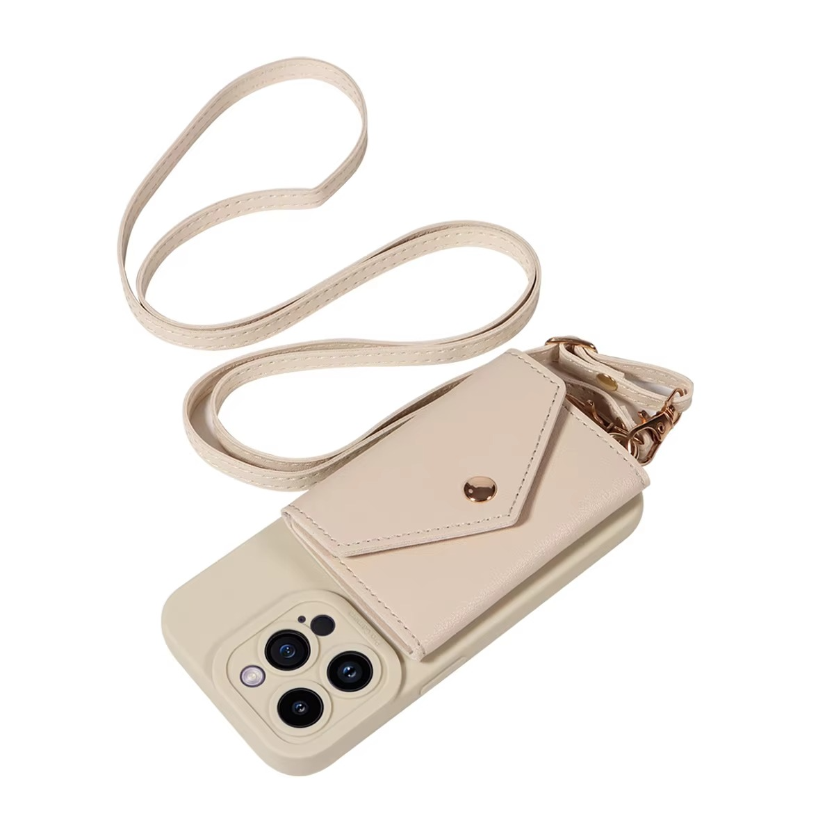 High-Quality PU Leather iPhone Case — Shockproof Crossbody Cover with Card Slot, Anti-Scratch, Dustproof, Non-Slip, Lightweight Protection