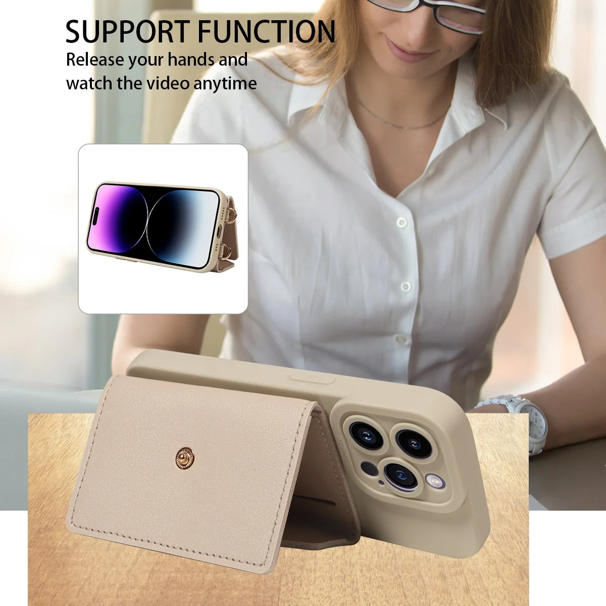 High-Quality PU Leather iPhone Case — Shockproof Crossbody Cover with Card Slot, Anti-Scratch, Dustproof, Non-Slip, Lightweight Protection