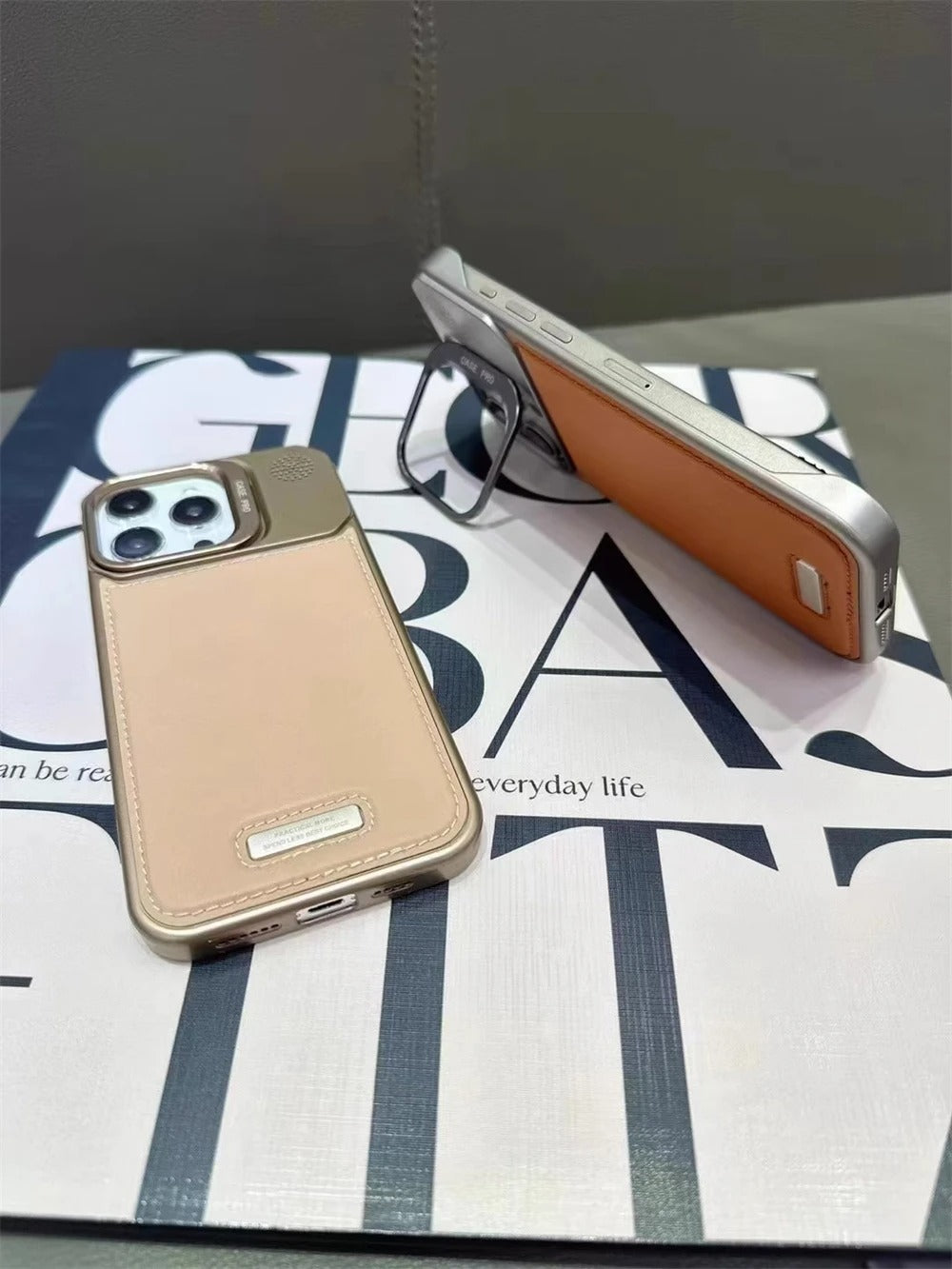 High-end Leather Feel MagSafe Phone Case — Wireless Charging, Alloy Lens Holder, Tough Anti-Fingerprint Hard PC Cover for iPhone