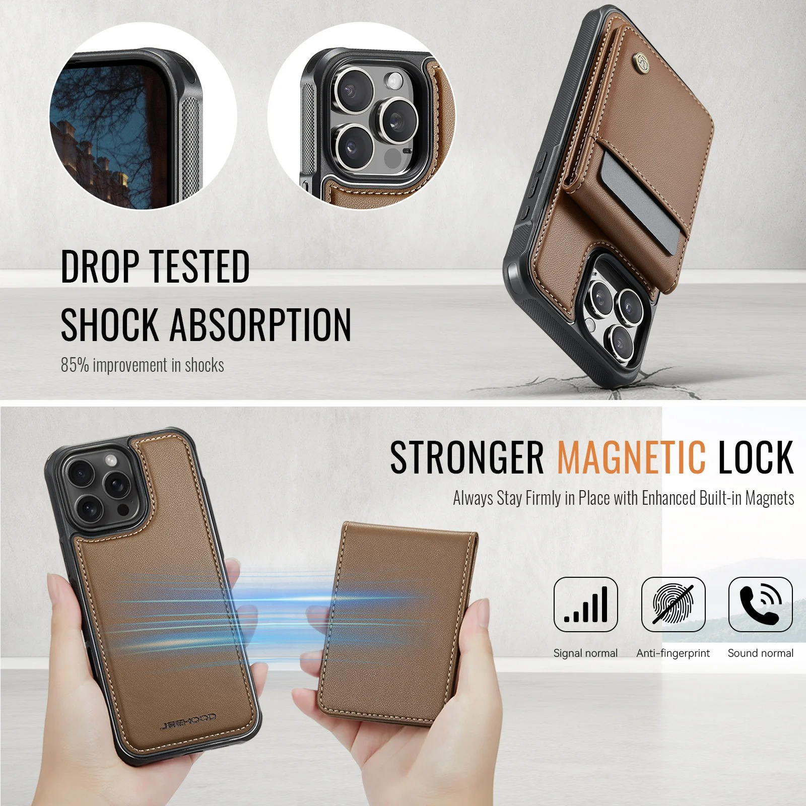 Luxury 2-in-1 Detachable Magnetic iPhone Case — PU Leather Wallet Cover with Card Slot, Shockproof, Anti-Fingerprint, Anti-Scratch, Kickstand, Storage Compartment